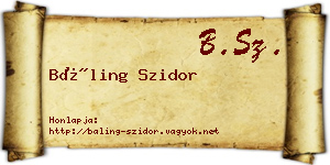 Báling Szidor névjegykártya
